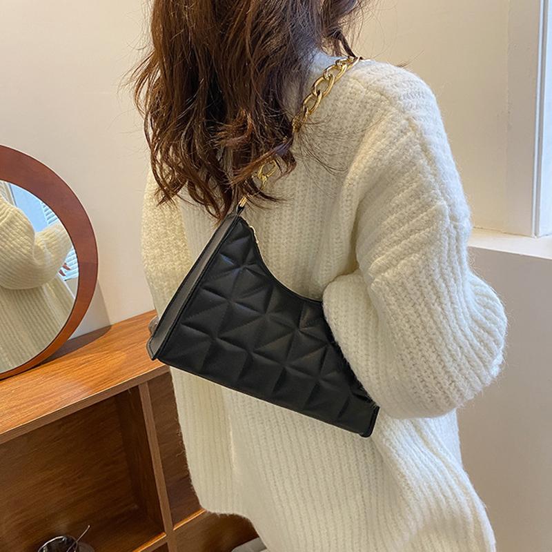 Women's Advanced Underarm Bag New Trend All-match Shoulder Hobo Bag Chain Handbag Female Fashion Plaid Shopping Bag