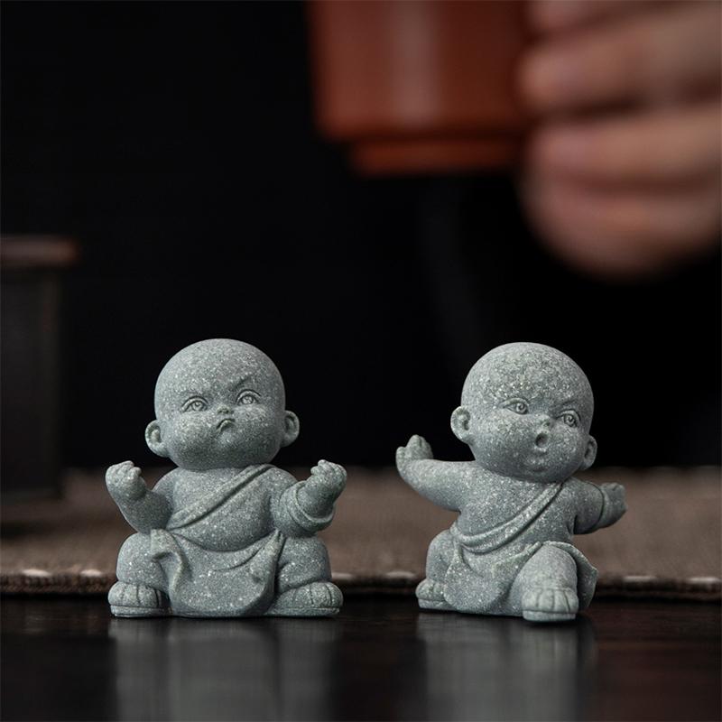 Sošky Buddhy, Miniaturní buddhističtí mniši, Kung-fu mniši, Dekorace zenové zahrady, Meditace, Dekorace domácího akvária