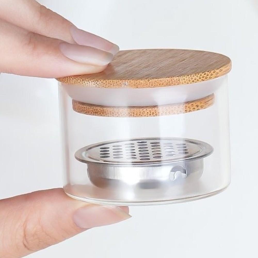 Round Nail Brush Cleaner Cup Transparent Glass Brushes Washing Cup Acrylic Brushes