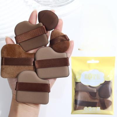 Chocolate Cookie Shape Thickened Velvet Dry/Wet Use Non-Powder-Absorbing Makeup Sponge Set,6pcs/set,for Cushion Applicators,
