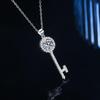 925 Sterling Silver Moissanite Key Pendant Necklace, Korean-Style Pt950 Gold-Plated Clavicle Chain
