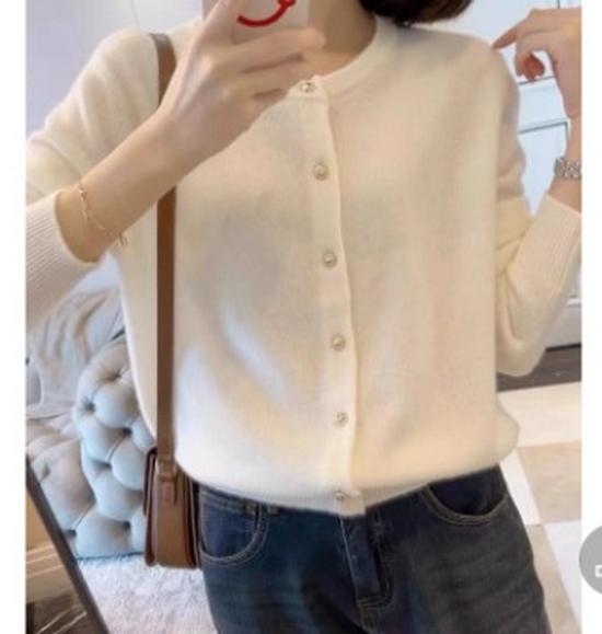 Korean Style Round Neck Knit Cardigan - Women's Trendy Long Sleeve Sweater for Spring/Autumn 2026