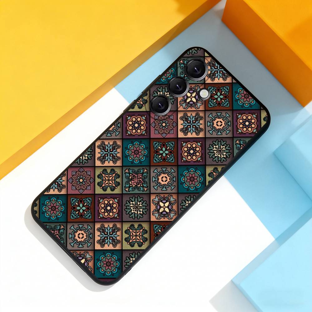 M-Moroccan Tile Cool Phone Case For Samsung Galaxy A 22,71,53,52,51,72,73,5G,Note,J7,8,9 Soft Black Cover