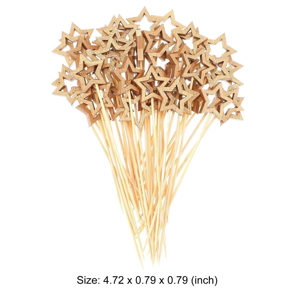 100pcs Gold Star Cocktail Picks 12cm Long Fancy Skewers Toothpicks Decorative Toothpicks Skewers for Appetizer Holiday Supplies