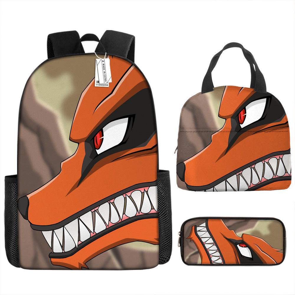 Naruto Schoolbag Elementary School Boys Large Capacity Schoolbag Lunch Bag Pencil Case Three-piece Set