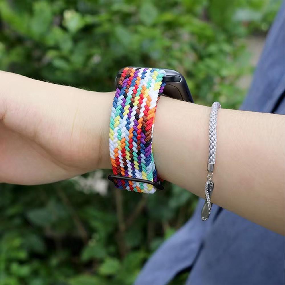 Braided Loop Strap for Apple Watch Band 44mm 40mm 49mm 45mm 41mm 46mm 42 38mm Nylon Bracelet iWatch Series Ultra 10 9 8 7 6 5 SE