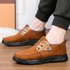 Classic Retro Brown Men Short Boots 2025 New Winter Plush Warm Comfortable Cotton Shoes Trend Outdoor Work Casual Sports Shoes