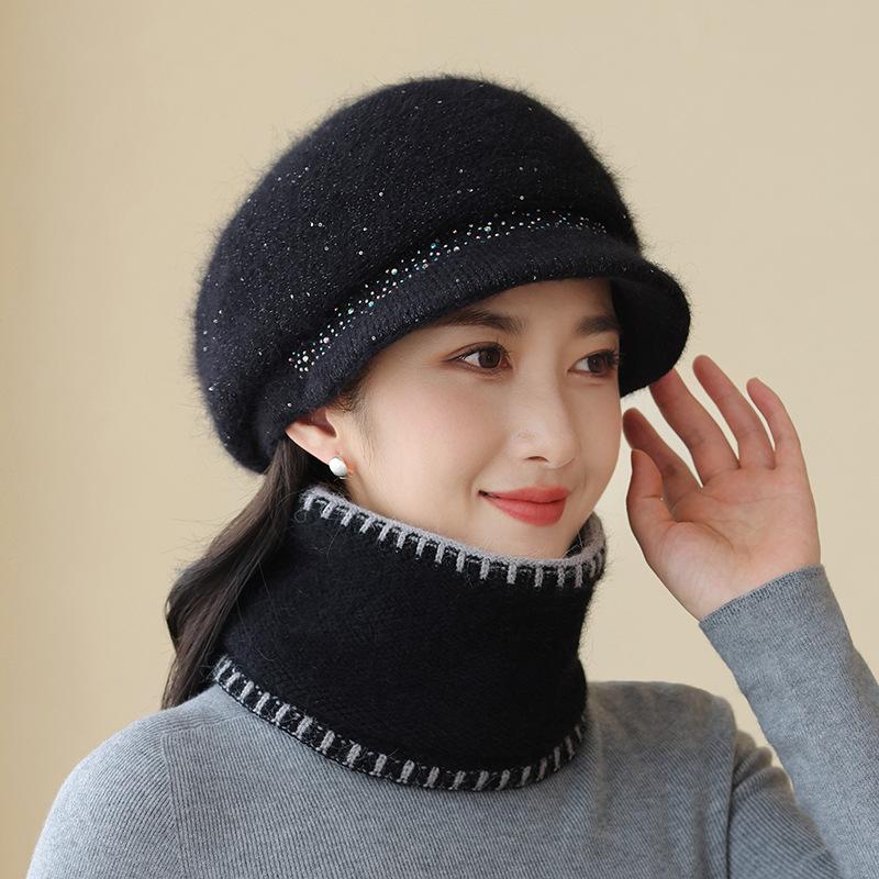 Hat Female Winter Warm Rabbit Hair Beret Cold Protective Ear Wool Hat In The Elderly Hat