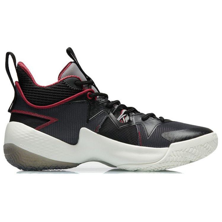 Li Ning Competition Wear Resistant Non Slip Mid Top Basketball Shoes Men Sneakers Black Red ABAR083-1