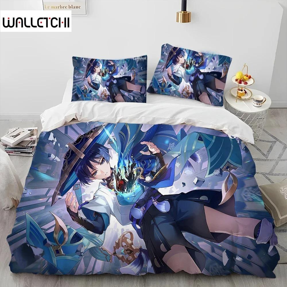 

Genshin Impact Game Gamer Cartoon Comforter Bedding Set,Duvet Cover Bed Set Quilt Cover Pillowcase,king Queen Size Bedding Set S 70x133cm 2pcs