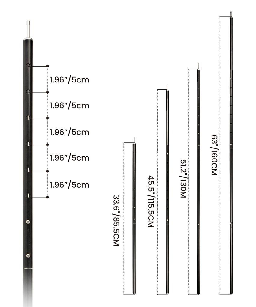 OneTigris Tent Telescoping Aluminum For Setting Up a Easy To Storage Bag 4 2 To 160cm Pole, Pole, Adjustable, Tent/Tarp/Campaign, Lightweight,