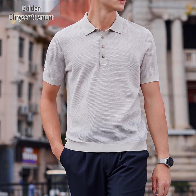 Jinjuan Men s Old Money Style Combed Cotton Polo Shirt XL