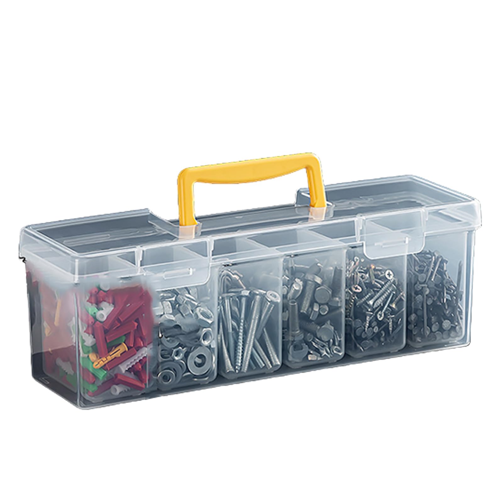 Multi Function Tool Box Transparent Storage Organizer Portable Handle Case Screw Parts Hardware Organizer Box