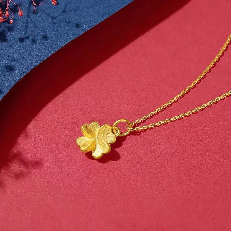 Gold-Plated Lucky Four-Leaf Clover Pendant Women's Necklace - TikTok Trendy Item