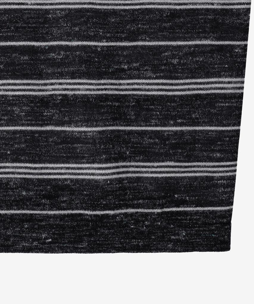 BASIKA Striped Layered Henley Neck Knit (Charcoal)