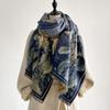 NEW Luxury Winter Cashmere Oil Painting Magnolia Design Scarf Women Warm Pashmina Blanket Poncho Scarves Female Elegance Shawl