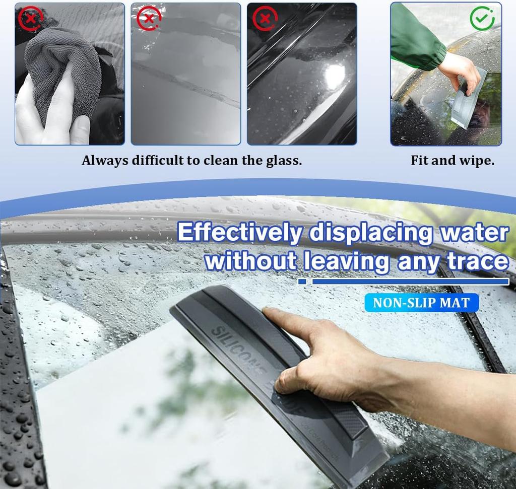 Car Window Squeegee, Silicone Blade Scratch Proof Vehicle Windshield Drying Water Scraper Tool, Automotive Glass Water Wiper