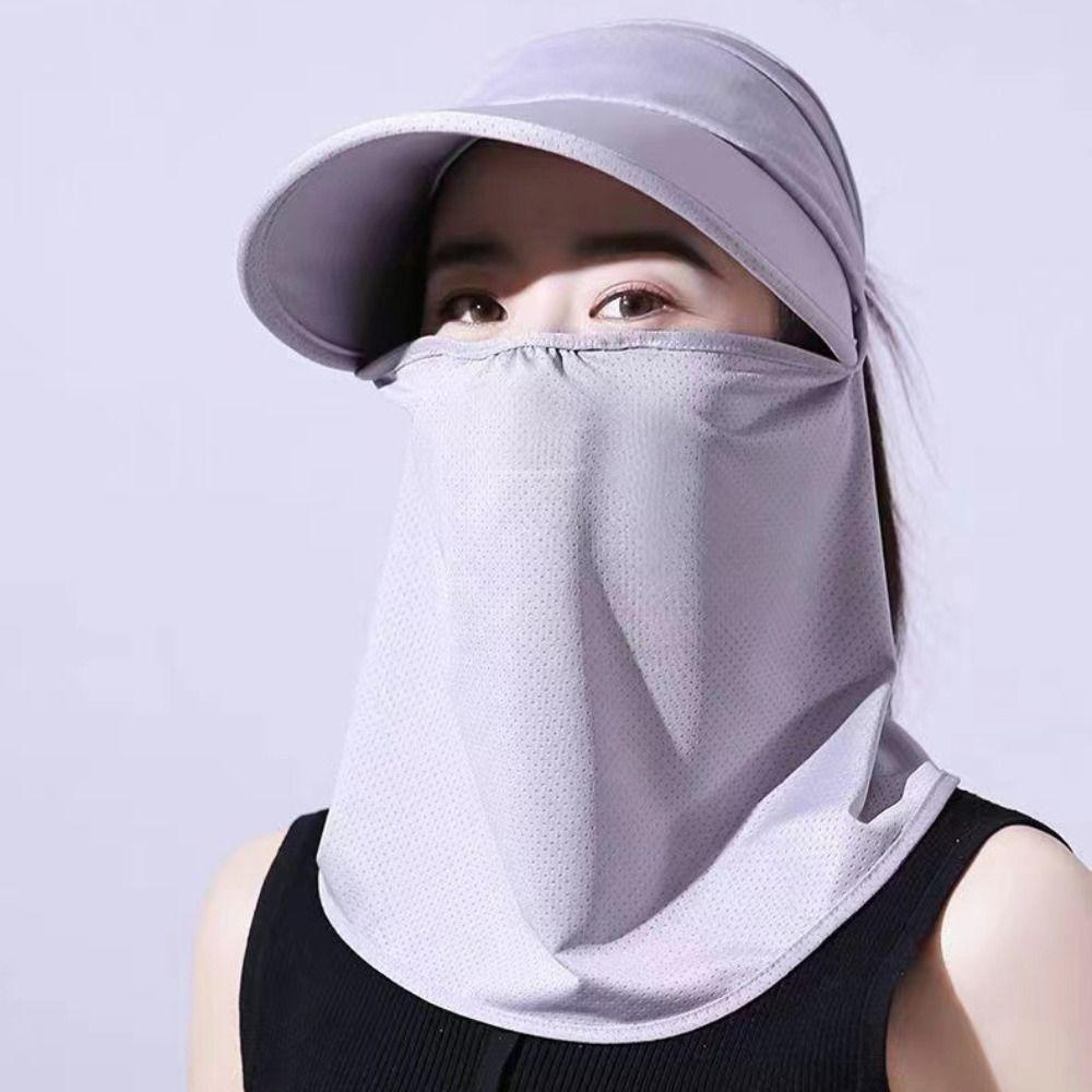 Face Protection Empty Top Hat Wide Brim Face Cover  Hat Portable Women Sun Hat  Women