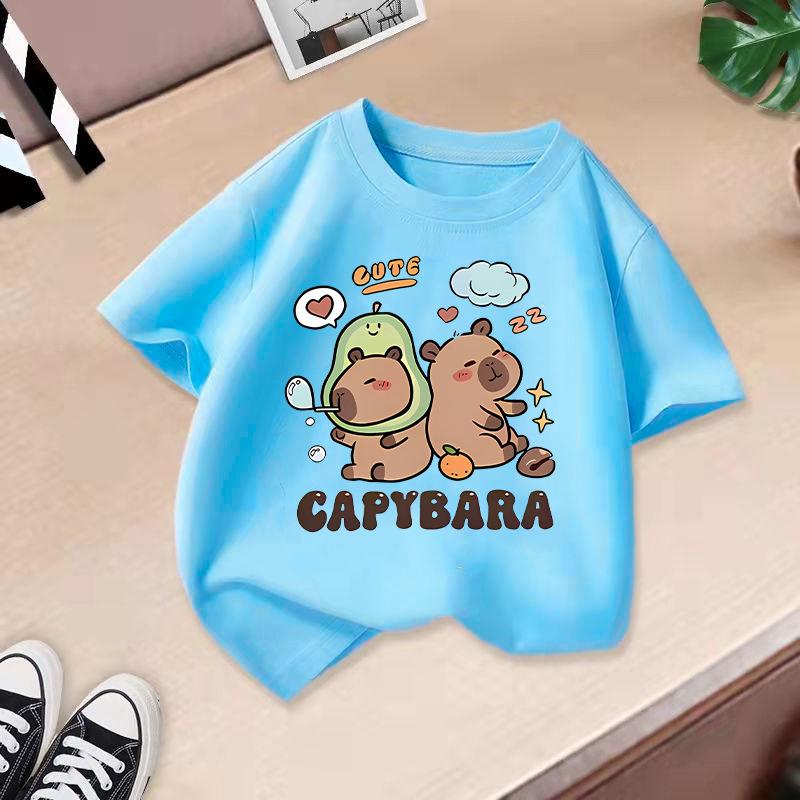 Dětské tričko Dětské 100% tričko Dětské tričko Kapybara Potištěné topy Tričko Chlapci Dívky Dětské tričko 2-13L
