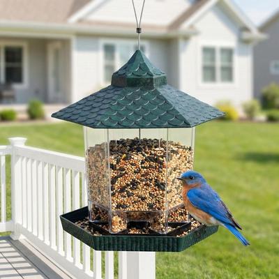 Large Capacity Hanging Bird Feeder Tower Shape Bird Feeding Tray Food Container  Backyard Feeding