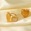 18K Gold Stainless Steel Patterned Heart Ring Heart-shaped Open Band Women's Non-fading Titanium Steel Jewelry
