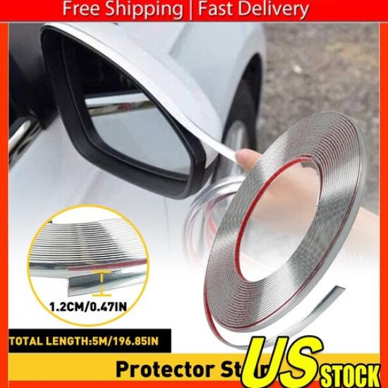 1/2 Chrome Trim Strip Molding Car Door Window Bumper Side Trime Protector 16ft