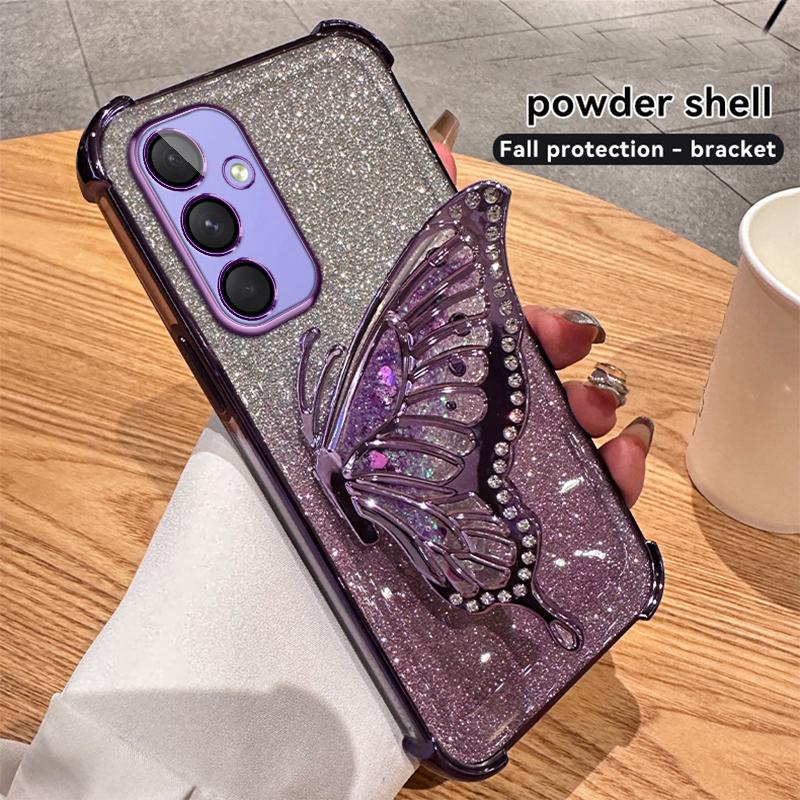 

Блестящий чехол-подставка «Бабочка» для телефона Samsung S25 S24 23 S22 S21 Ultra Plus S25 S23 FE A17 A07 A06 A56 A36 A16 A55 A35 A25 A15 A54 A53 A14 A13 Samsung S23