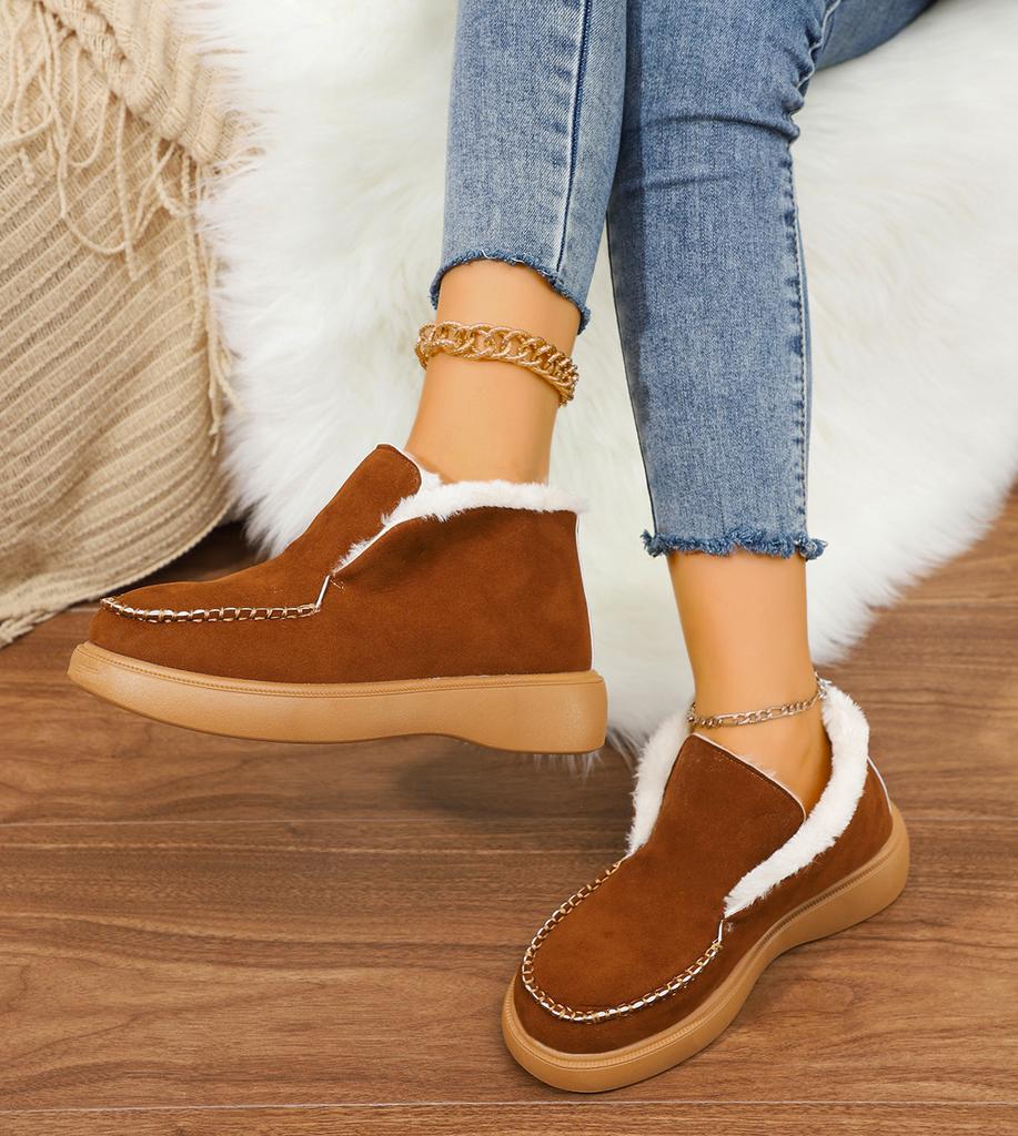 Winter New Women's Warm Cotton Shoes with Thick Velvet and Thickened Fur