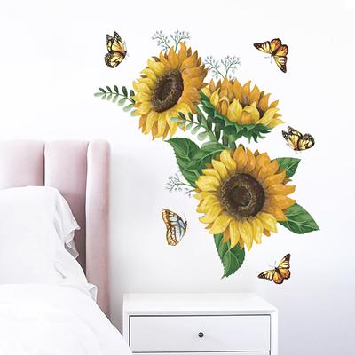 Autocollant mural tournesol pour cuisine, décalcomanies imperméables pour chambre à coucher, décoration de la maison