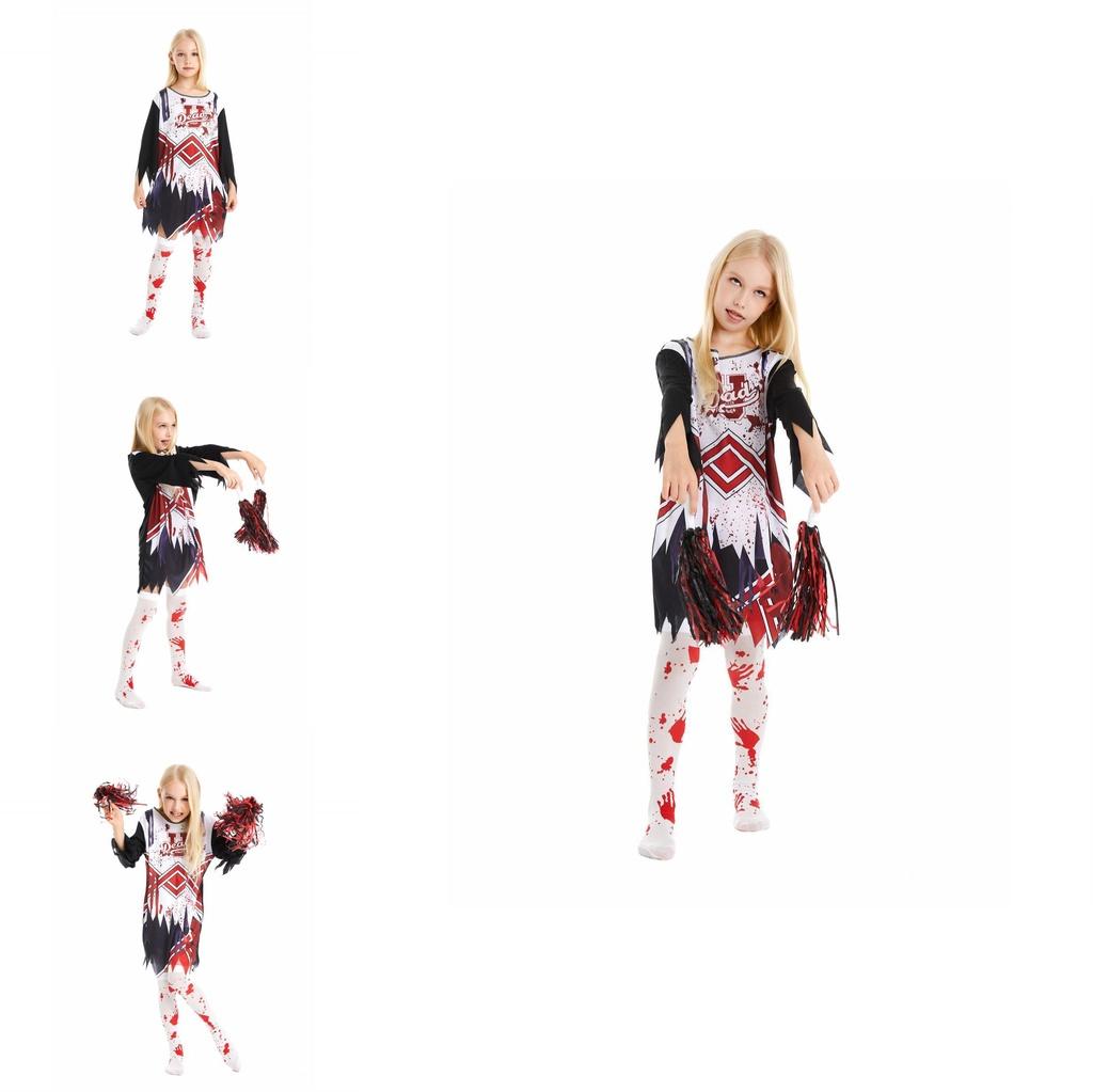 Spooky Halloween Girls Zombie Cheerleader Cosplay Costume For Carnivals And Parties