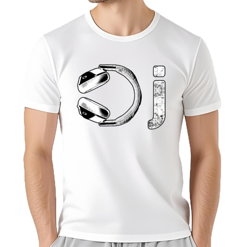 T-shirts For Men Fashion Tops Casual Summer Short Sleeve T-shirt Disco Dj Festival Music Earphone