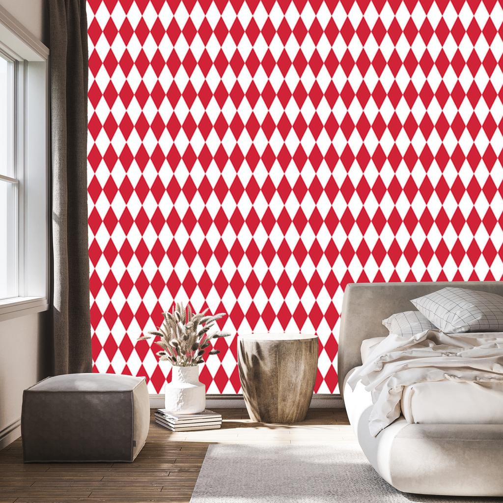 Harlequin Diamonds Wallpaper Coral and White, Fine Detail 50x1000