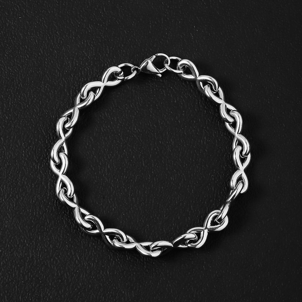 8MM Infinite Symbol Twill Ring Handmade Bracelet Hip Hop Men Stainless Steel Jewelry Fashion Party Gift