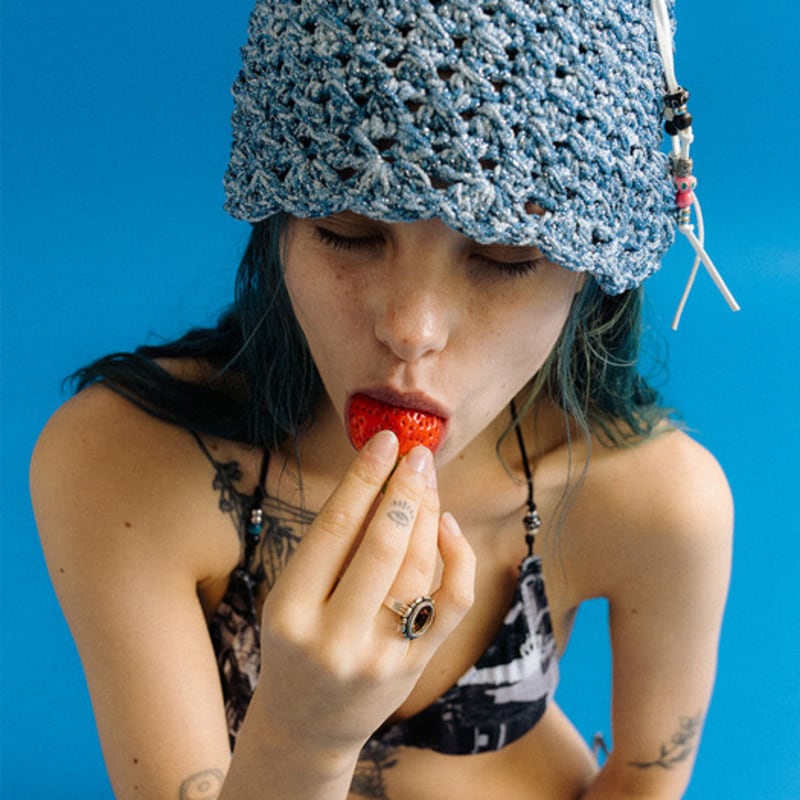 Orogee Shell Knit Bucket hat_Blue