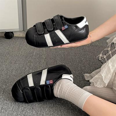 Cute Cartoon Casual Thick Baseplate Shoes New Velcro Flat White Shoes Lightweight Breathable Trendy Shoes Women