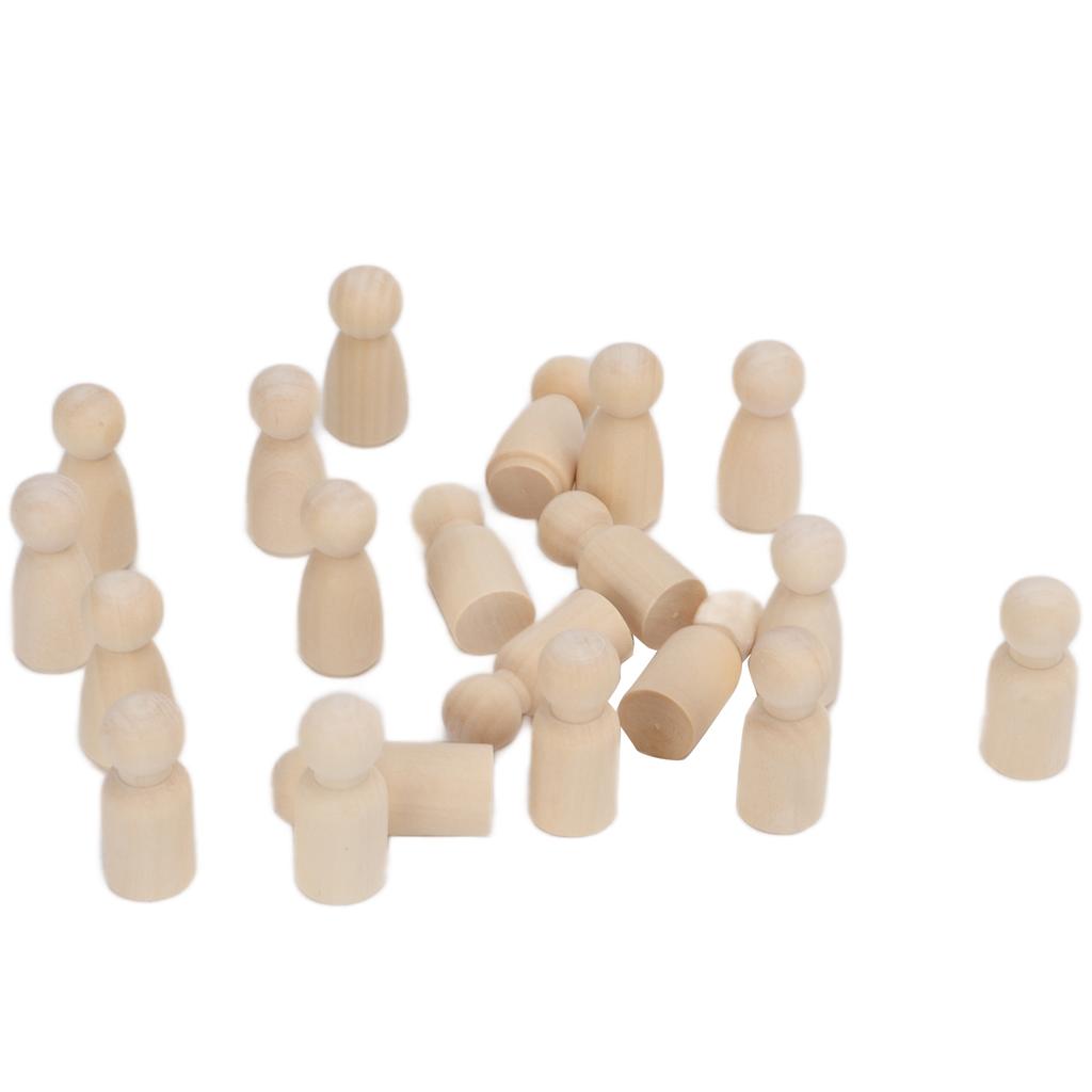 20pcs Wooden Peg Dolls Uned Angel Shape Toddler Wood Doll Bodies for Children   Craft Toys Gifts Graffiti