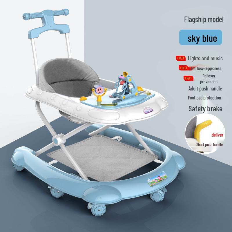 Multifunctional Anti-Tip Baby Walker with U-Shaped Pushchair