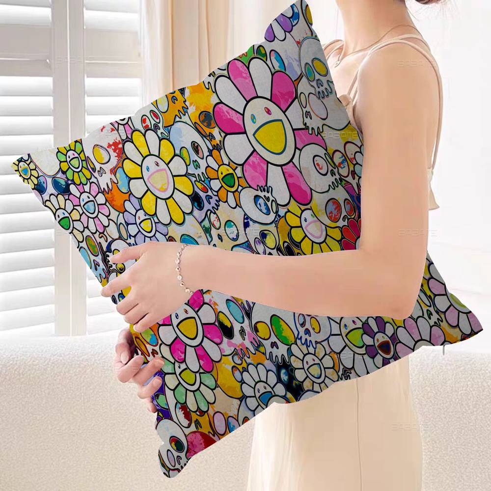 Flower T-Takashi Art M-Murakami Cushion Cover Car Throw Pillow Case For Sofa Car Christmas Gift 40x40cm 45x45cm
