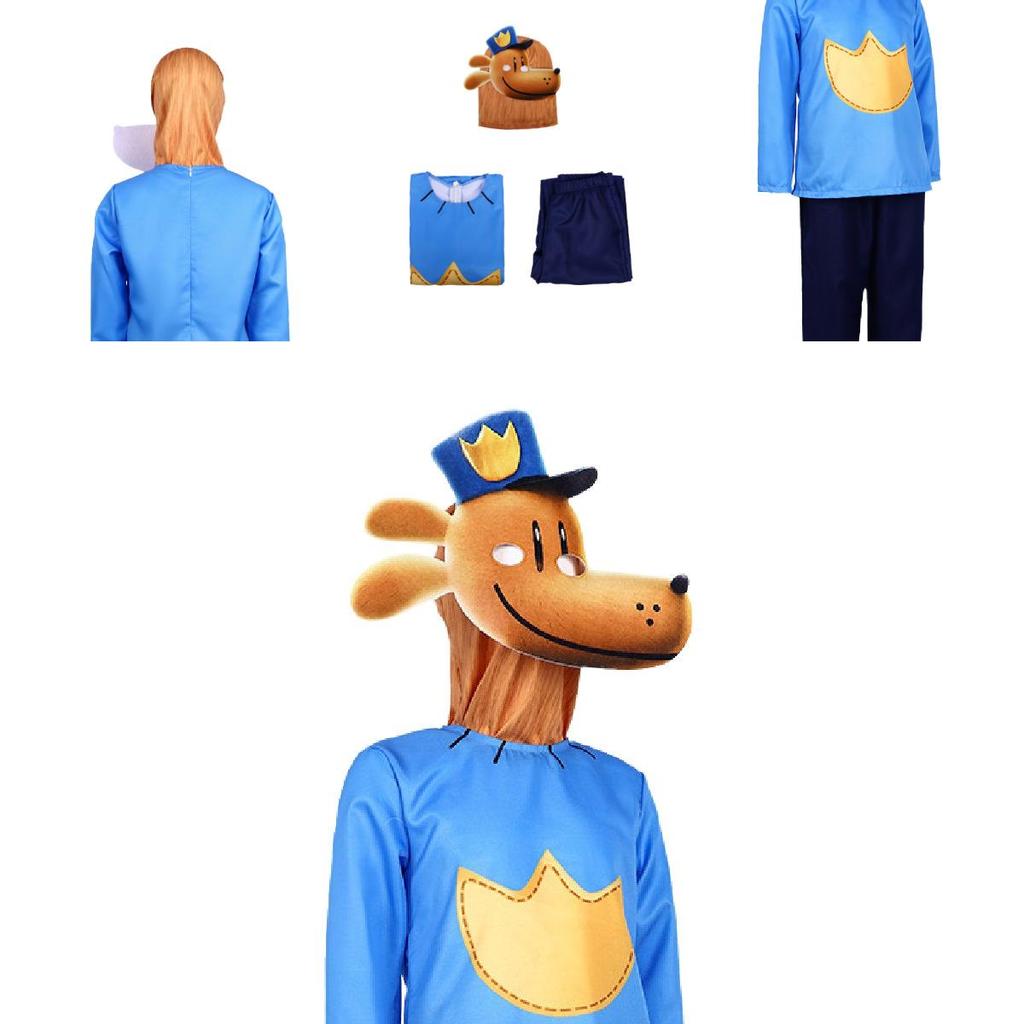 Çocuklar İçin Şık Köpek Adam Cadılar Bayramı Cosplay Kostümü Unisex Polyester Kumaş