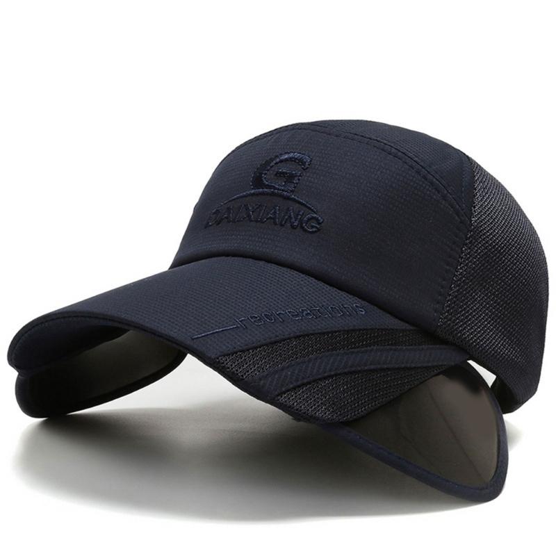 

Unisex Baseball Caps Retractable Brim Polyester for Sun Hat for Spring Summer Adult Outdoor Adjustable Visor Cycling Hat темно-синього кольору