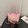 Bucket Bag, Handbag with A Slanted Strap, Stylish Bow Bag, Vegetable Basket Bag, Woven Bag