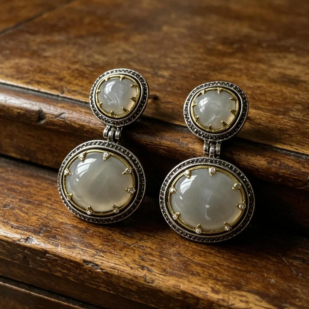 Vintage Black Series Stud Earrings 925 Silver Needle Minimalist High-End Personality Accessories for Women