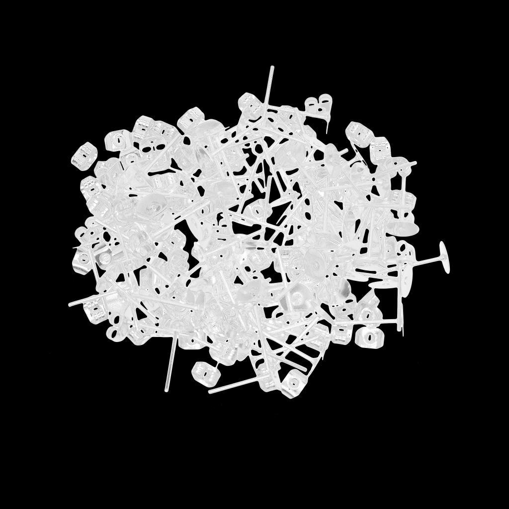 100 Pieces Iron Earrings Post 6mm with Earring Back for Making Jewelry Findings