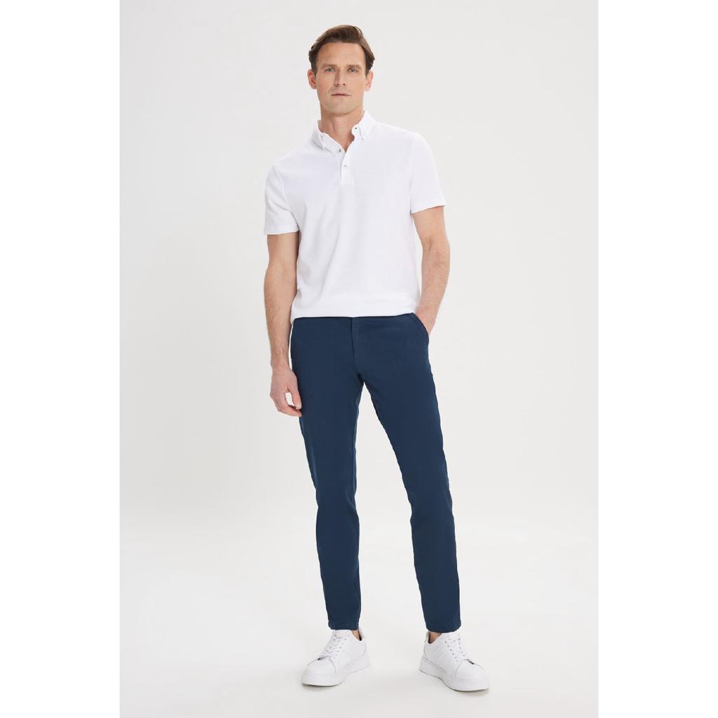 Calças Chino Slim Fit Masculinas de Lona Preta Slim Fit com Bolso Lateral