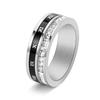 Rotating Roman Numeral Ring Stainless Steel Square Diamond Single Row Band Stylish Index Finger Jewelry