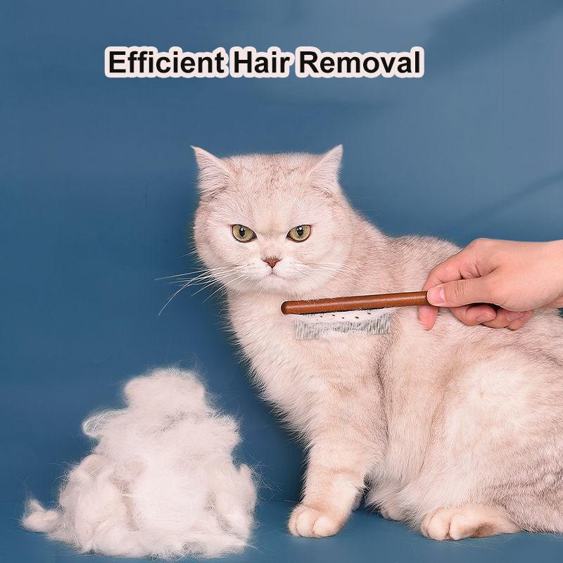 Flohkamm für Haustiere, Katzen und Hunde, Kamm zum Entfernen von Flöhen und Zecken, Edelstahl-Pflegebürste für verfilzte Haustiere mit langem und kurzem Haar
