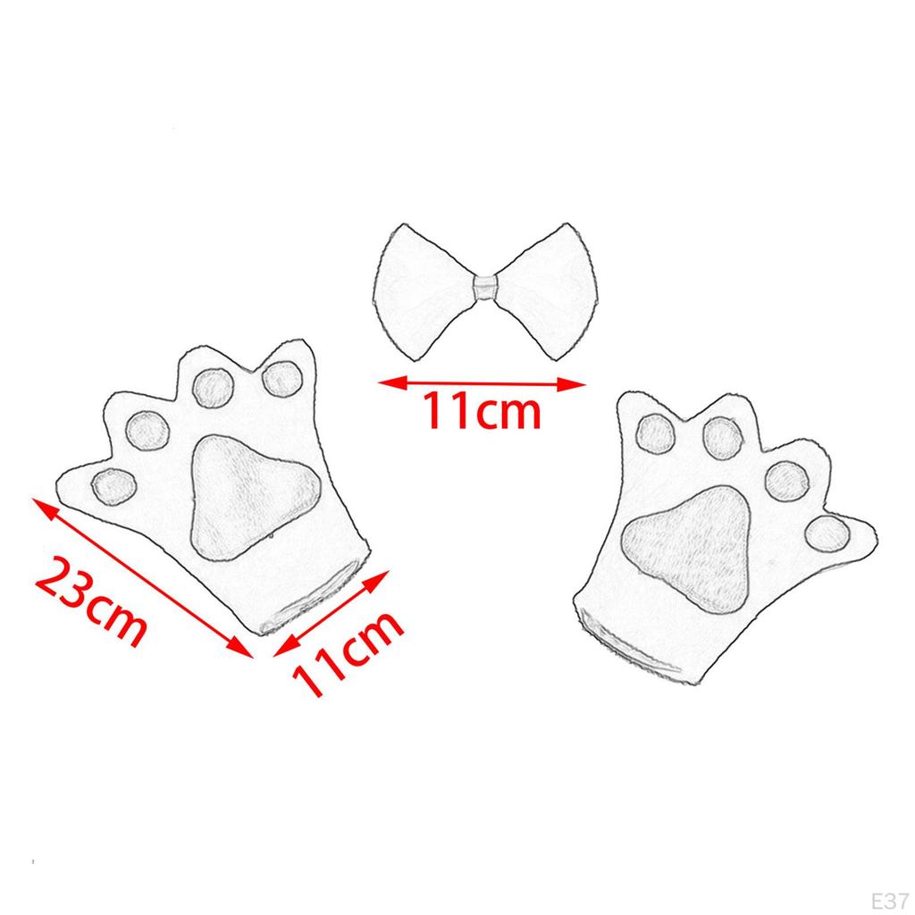 4 Pieces Animals Costume Set Animal Headband Gloves Bowtie and Tail for Stage Performance