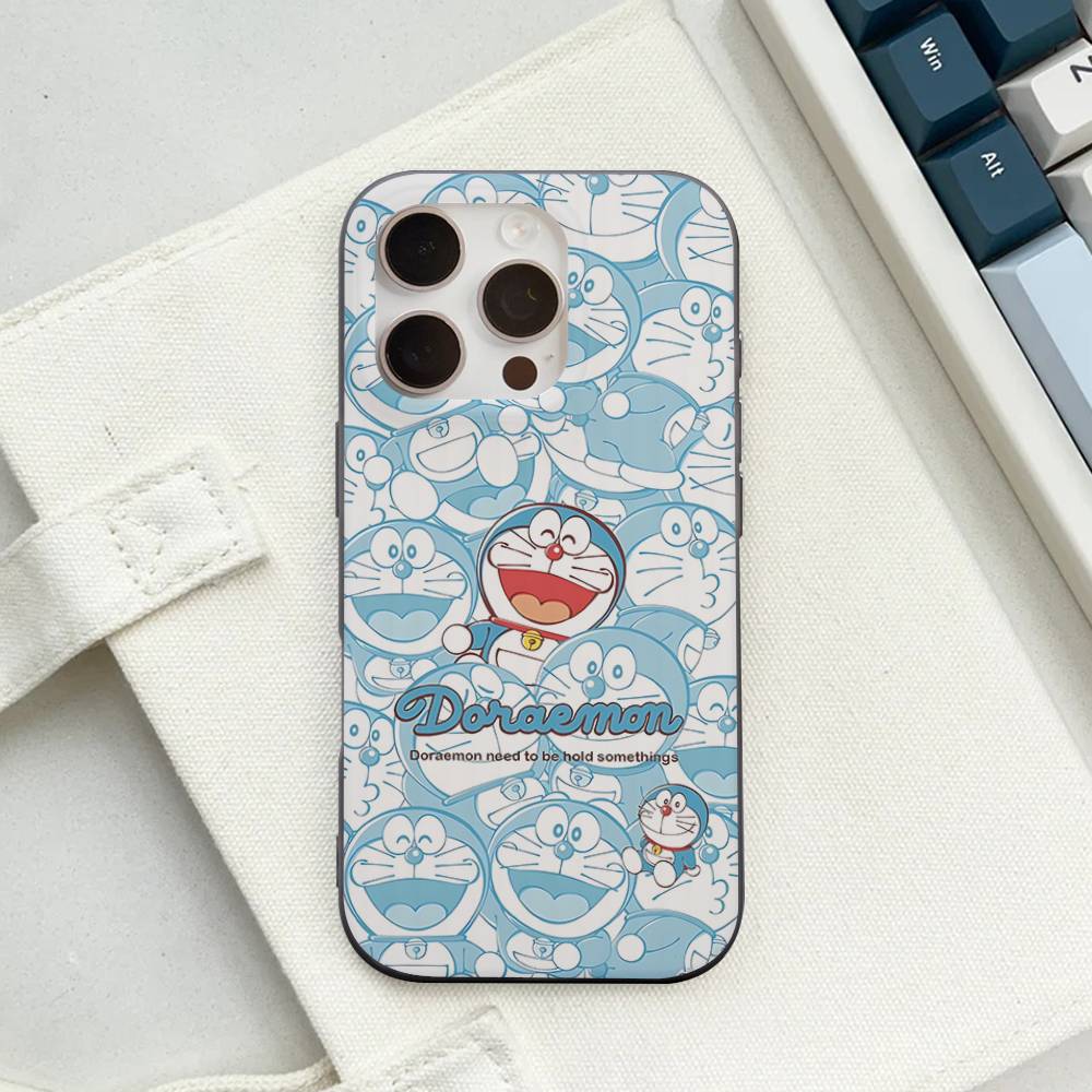 Cartoon D-Doraemons Corrugated Pattern For IPhone 17 16 15 14 13 12 11 16 Pro Max Plus Pro Non-slip Phone Cover