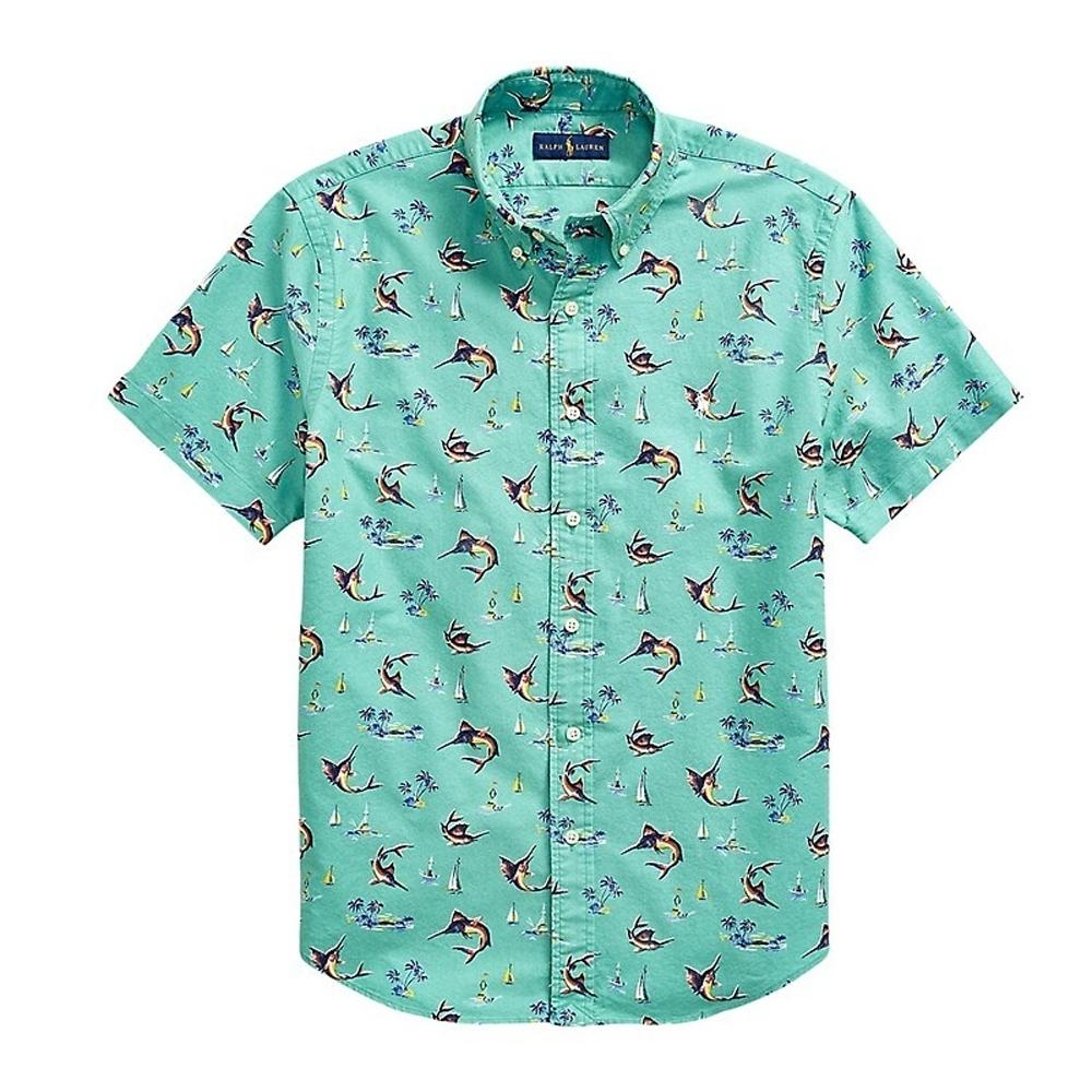 

Polo Ralph Lauren SS23 Рубашка с коротким рукавом на пуговицах с воротником поло Мужские рубашки Зеленый 710876928-001 L