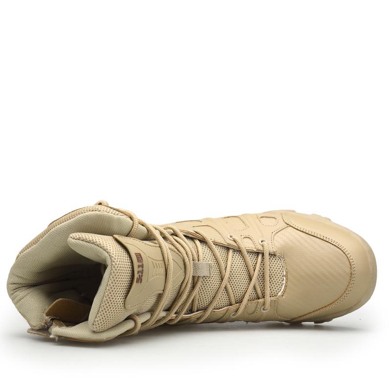 Men Military Boots Solid Color Lace Up Tactical Boots Leather High Top Men Boots Size 39-47